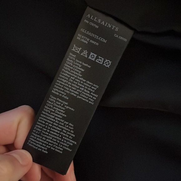 All Saints Beattie biker leather jacket black US 4 - Picture 9 of 9